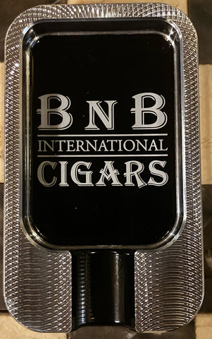 BnB Cigars One Finger Rectangular Billet Aluminum Black Ashtray