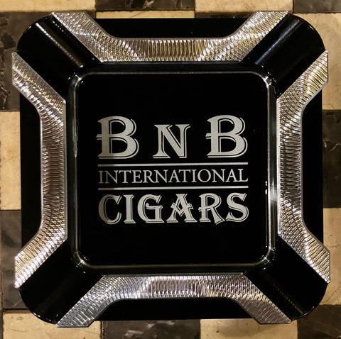 BnB Cigars Four Finger Billet Aluminum Square Black Ashtray